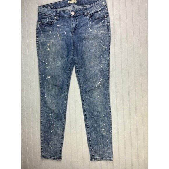 Cabi Size 10 Womens Jeans Ankle Mid Rise Stretch Bleach Distress Med Wash - Picture 1 of 4